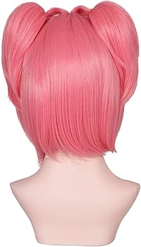 Amazon.com: ColorGround Short Pink Cosplay Wig with 2 Clips